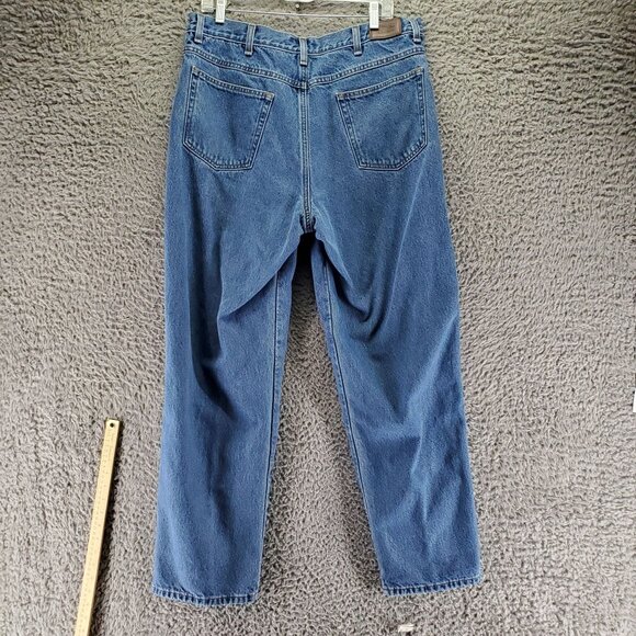 L.L. Bean Jeans Mens 36x32 Blue Relaxed Fit Flannel Lined Cotton Denim - Picture 9 of 10